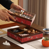 Maxbell Serving Tray 4 Grids Multifunctional Appetizer Platter for Candy and Fruits Cakes red