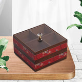 Maxbell Serving Tray 4 Grids Multifunctional Appetizer Platter for Candy and Fruits Cakes red