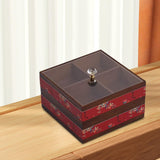 Maxbell Serving Tray 4 Grids Multifunctional Appetizer Platter for Candy and Fruits Cakes red