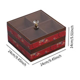 Maxbell Serving Tray 4 Grids Multifunctional Appetizer Platter for Candy and Fruits Cakes red