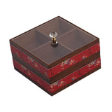 Maxbell Serving Tray 4 Grids Multifunctional Appetizer Platter for Candy and Fruits Cakes red