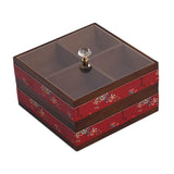Maxbell Serving Tray 4 Grids Multifunctional Appetizer Platter for Candy and Fruits Cakes red