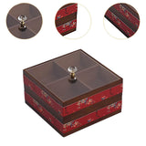 Maxbell Serving Tray 4 Grids Multifunctional Appetizer Platter for Candy and Fruits Cakes red