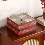 Maxbell Serving Tray 4 Grids Multifunctional Appetizer Platter for Candy and Fruits Cakes red