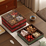 Maxbell Serving Tray 4 Grids Multifunctional Appetizer Platter for Candy and Fruits Cakes red