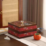 Maxbell Serving Tray 4 Grids Multifunctional Appetizer Platter for Candy and Fruits Cakes red