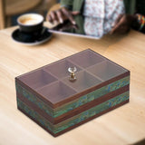 Maxbell Serving Tray Decorative Multifunctional with Lid for Candy and Sweets Chocolates green double layer
