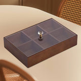 Maxbell Divided Serving Tray Portable Appetizer Platter for Chocolates Cakes Dessert 6 grid 1 layer