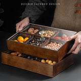 Maxbell Divided Serving Tray Portable Appetizer Platter for Chocolates Cakes Dessert 6 grid 2 layer