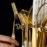 Maxbell Stainless Steel Flatware Cutlery Set Vintage Flatware for Party Hotel Dining white gold