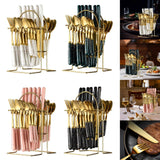 Maxbell Stainless Steel Flatware Cutlery Set Vintage Flatware for Party Hotel Dining white gold