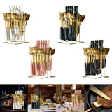 Maxbell Stainless Steel Flatware Cutlery Set Vintage Flatware for Party Hotel Dining white gold