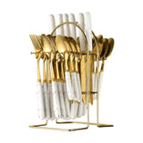 Maxbell Stainless Steel Flatware Cutlery Set Vintage Flatware for Party Hotel Dining white gold