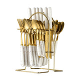 Maxbell Stainless Steel Flatware Cutlery Set Vintage Flatware for Party Hotel Dining white gold