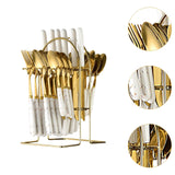 Maxbell Stainless Steel Flatware Cutlery Set Vintage Flatware for Party Hotel Dining white gold