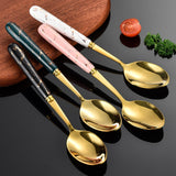 Maxbell Stainless Steel Flatware Cutlery Set Vintage Flatware for Party Hotel Dining white gold