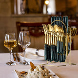 Maxbell Stainless Steel Flatware Cutlery Set Vintage Flatware for Party Hotel Dining green gold