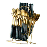 Maxbell Stainless Steel Flatware Cutlery Set Vintage Flatware for Party Hotel Dining green gold