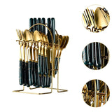 Maxbell Stainless Steel Flatware Cutlery Set Vintage Flatware for Party Hotel Dining green gold