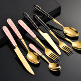 Maxbell Stainless Steel Flatware Cutlery Set Vintage Flatware for Party Hotel Dining pink gold