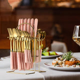 Maxbell Stainless Steel Flatware Cutlery Set Vintage Flatware for Party Hotel Dining pink gold