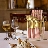 Maxbell Stainless Steel Flatware Cutlery Set Vintage Flatware for Party Hotel Dining pink gold