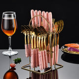 Maxbell Stainless Steel Flatware Cutlery Set Vintage Flatware for Party Hotel Dining pink gold