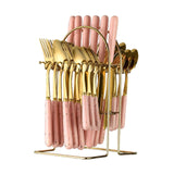 Maxbell Stainless Steel Flatware Cutlery Set Vintage Flatware for Party Hotel Dining pink gold