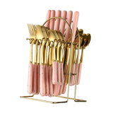 Maxbell Stainless Steel Flatware Cutlery Set Vintage Flatware for Party Hotel Dining pink gold
