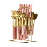 Maxbell Stainless Steel Flatware Cutlery Set Vintage Flatware for Party Hotel Dining pink gold