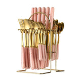 Maxbell Stainless Steel Flatware Cutlery Set Vintage Flatware for Party Hotel Dining pink gold