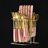 Maxbell Stainless Steel Flatware Cutlery Set Vintage Flatware for Party Hotel Dining pink gold
