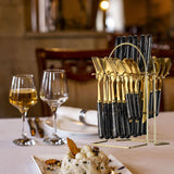Maxbell Stainless Steel Flatware Cutlery Set Vintage Flatware for Party Hotel Dining black gold