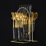 Maxbell Stainless Steel Flatware Cutlery Set Vintage Flatware for Party Hotel Dining black gold