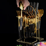 Maxbell Stainless Steel Flatware Cutlery Set Vintage Flatware for Party Hotel Dining black gold
