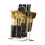 Maxbell Stainless Steel Flatware Cutlery Set Vintage Flatware for Party Hotel Dining black gold