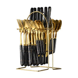 Maxbell Stainless Steel Flatware Cutlery Set Vintage Flatware for Party Hotel Dining black gold