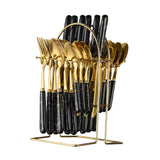 Maxbell Stainless Steel Flatware Cutlery Set Vintage Flatware for Party Hotel Dining black gold