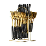 Maxbell Stainless Steel Flatware Cutlery Set Vintage Flatware for Party Hotel Dining black gold