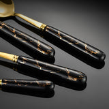 Maxbell Stainless Steel Flatware Cutlery Set Vintage Flatware for Party Hotel Dining black gold