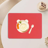 Maxbell Silicone Placemat Waterproof Dining Table Mat Kids Placemat for Dining Table red