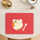 Maxbell Silicone Placemat Waterproof Dining Table Mat Kids Placemat for Dining Table red