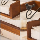 Maxbell Wooden Napkin Holder Notes Memos Retro Tissue Box for Home Restaurant Dining