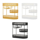 Maxbell Three Tiered Wire Basket Stand Coffee Table Organizer for Snack Veggie Fruit Gold