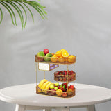 Maxbell Three Tiered Wire Basket Stand Coffee Table Organizer for Snack Veggie Fruit Gold