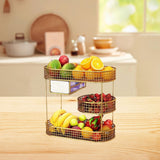 Maxbell Three Tiered Wire Basket Stand Coffee Table Organizer for Snack Veggie Fruit Gold