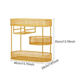 Maxbell Three Tiered Wire Basket Stand Coffee Table Organizer for Snack Veggie Fruit Gold