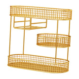 Maxbell Three Tiered Wire Basket Stand Coffee Table Organizer for Snack Veggie Fruit Gold