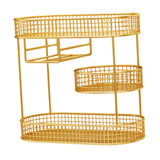 Maxbell Three Tiered Wire Basket Stand Coffee Table Organizer for Snack Veggie Fruit Gold