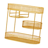 Maxbell Three Tiered Wire Basket Stand Coffee Table Organizer for Snack Veggie Fruit Gold